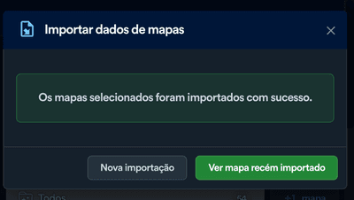 Importar dados de mapas concluído