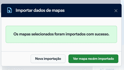 Importar dados de mapas concluído