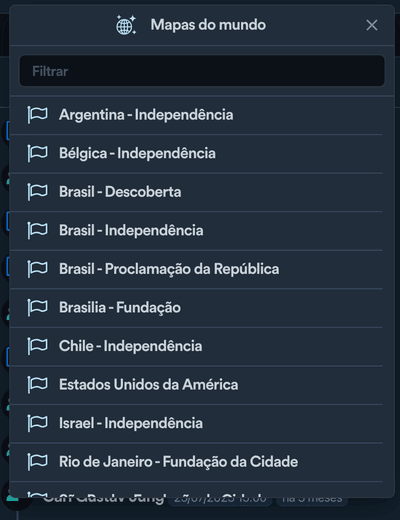 Fontes de mapas do feed