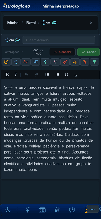 Edição da sua interpretação