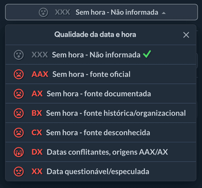 Qualidade da data e hora