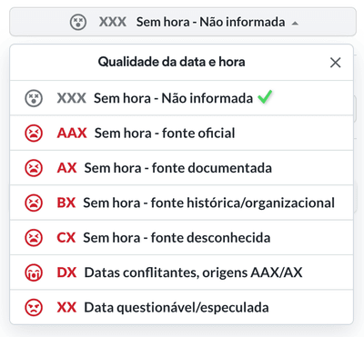 Qualidade da data e hora